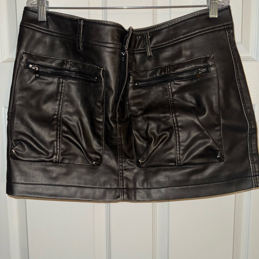 Brown Faux Leather Mini Skirt